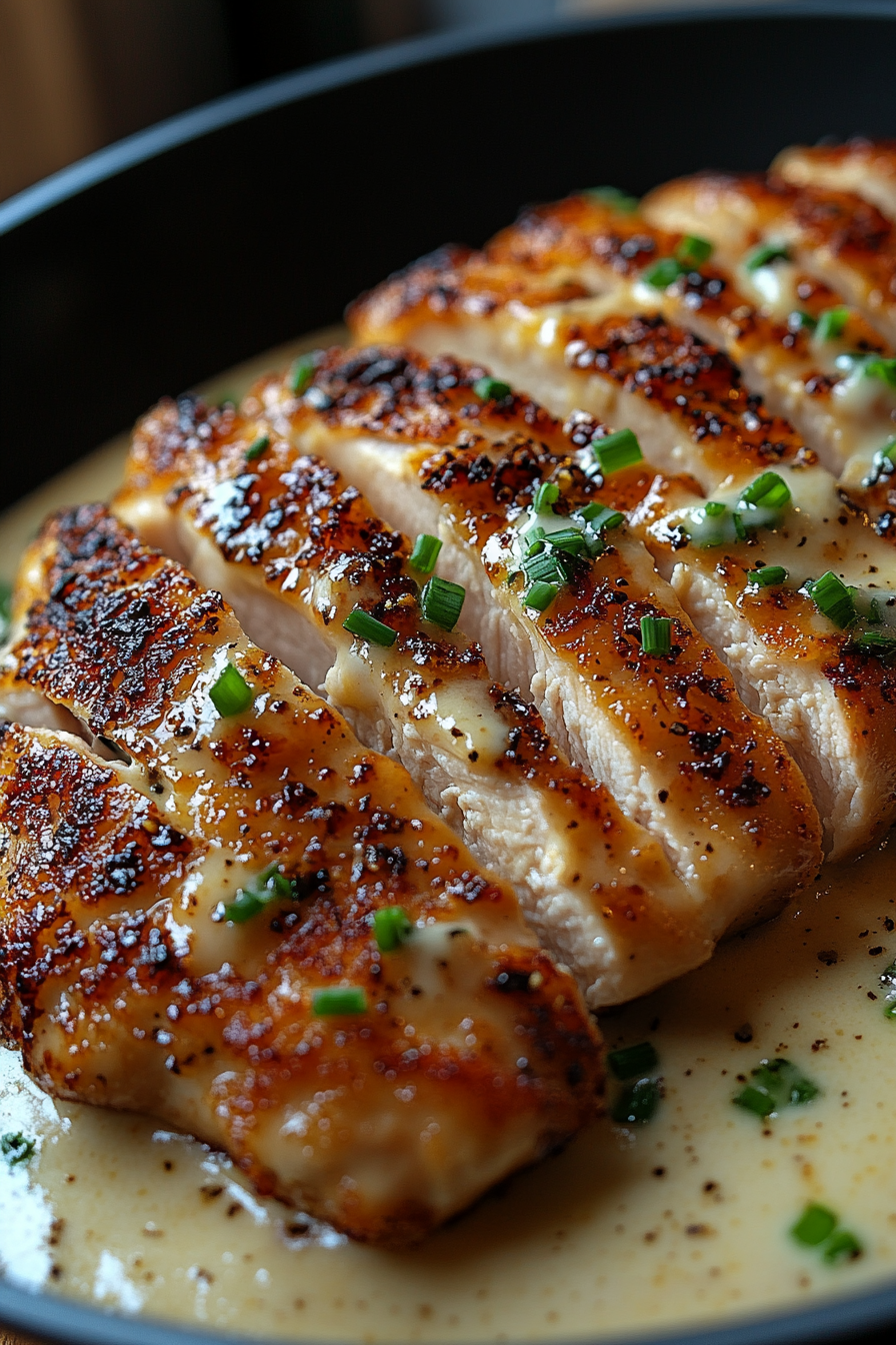 Parmesan Crusted Chicken Breast with Creamy Garlic Sauce